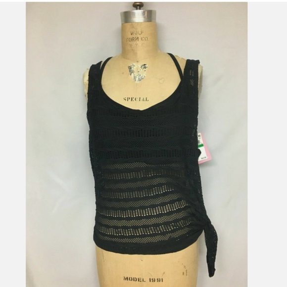 GO By GOSSIP Womens 2-in-1 Layered Swim Top Separates Black 103292 NWT $54 - Picture 5 of 9